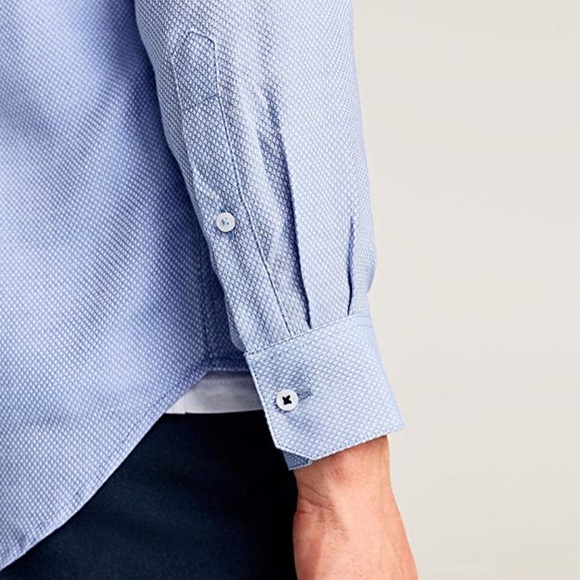 Zara Man NWT Denim Blue Button Up with Patterned Elbow Patch Top Medium - Picture 3 of 10